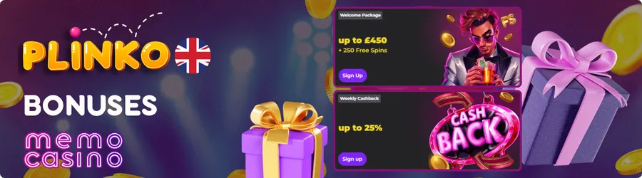 Bonuses at MemoCasino Plinko